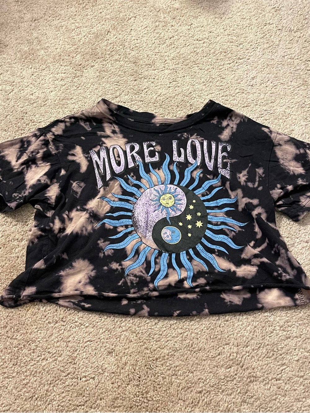 More Love Tie-Dye Graphic Crop Tee - Black/Pink